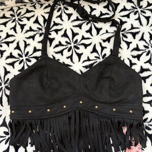 SHEIN Black Embellished Sleeveless Crop Top